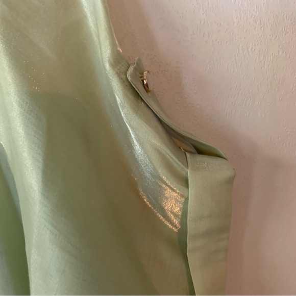 Umgee Satin Sheen Tiered Spring Tunic / Dress Button Up Pastel Green Medium - Picture 7 of 9